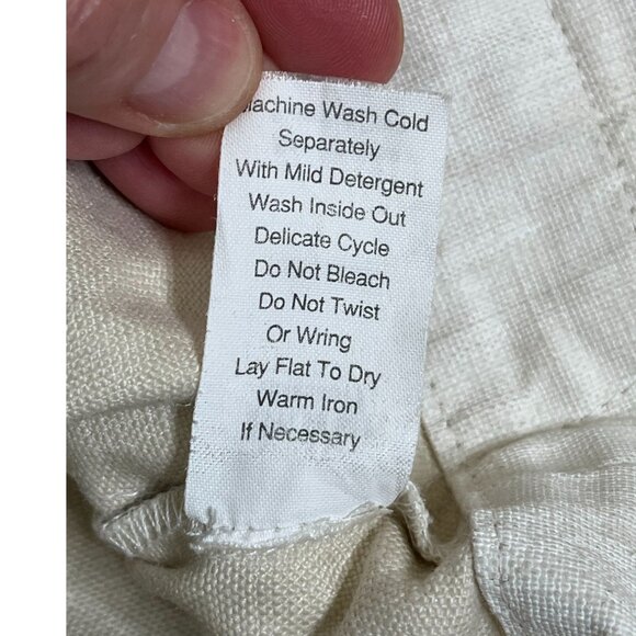 ✨ CAbi Linen Ruffle Jacket #325 Beige Oatmeal Blazer Size Medium - Picture 12 of 12